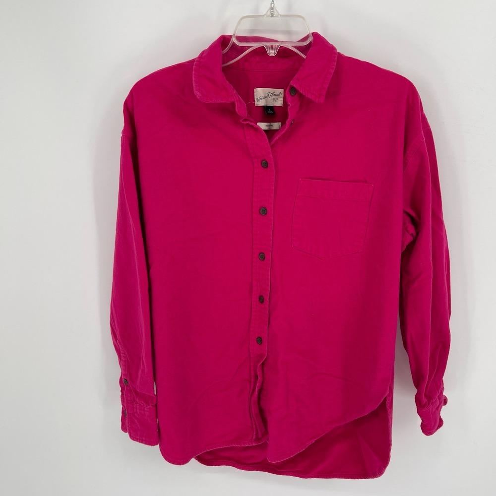 Universal Thread Women's Pink Oversized Corduroy Button Down Shirt Size Small